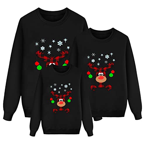 Weihnachten Pullover Set Partnerlook Pärchen Weihnachtspullover Familie Set Gestrickte Pullover Strickpullover Winterpullover Weihnachtspullis Sweatshirt Herren Damen Kinder-Men von Generic