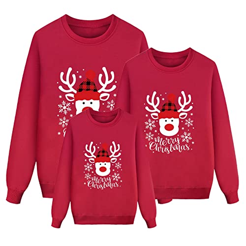 Weihnachten Pullover Set Partnerlook Pärchen Weihnachtspullover Familie Set Gestrickte Pullover Strickpullover Winterpullover Weihnachtspullis Sweatshirt Herren Damen Kinder-Men von Generic
