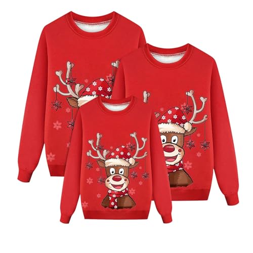 Weihnachten Pullover Set Partnerlook Pärchen Weihnachtspullover Familie Set Gestrickte Pullover Strickpullover Winterpullover Weihnachtspullis Sweatshirt Herren Damen Kinder-Women von Generic