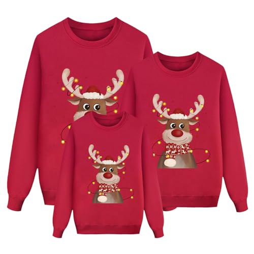 Weihnachten Pullover Set Partnerlook Pärchen Weihnachtspullover Familie Set Gestrickte Pullover Strickpullover Winterpullover Weihnachtspullis Sweatshirt für Mädchen Jungen Kinder Damen Herren A438 von Generic