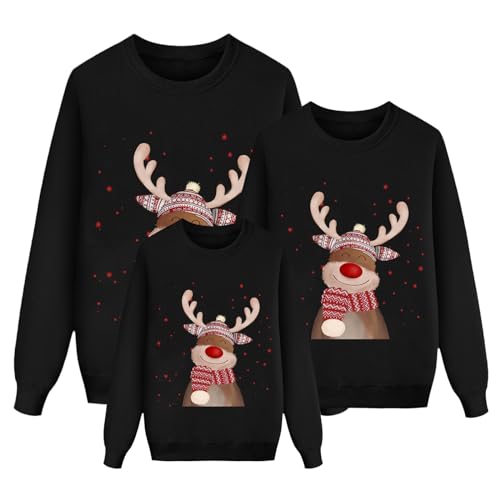 Weihnachten Pullover Set Partnerlook Pärchen Weihnachtspullover Familie Set Gestrickte Pullover Strickpullover Winterpullover Weihnachtspullis Sweatshirt für Mädchen Jungen Kinder Damen Herren A518 von Generic