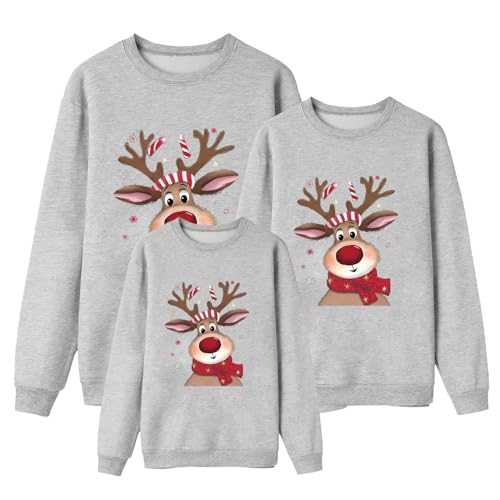 Weihnachten Pullover Set Partnerlook Pärchen Weihnachtspullover Familie Set Gestrickte Pullover Strickpullover Winterpullover Weihnachtspullis Sweatshirt für Mädchen Jungen Kinder Damen Herren A499 von Generic