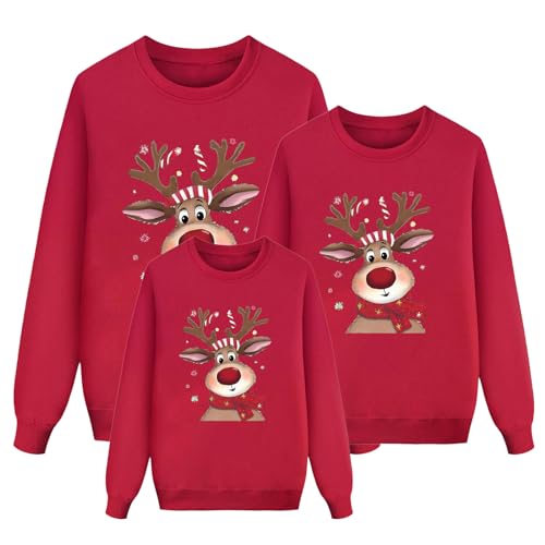 Weihnachten Pullover Set Partnerlook Pärchen Weihnachtspullover Familie Set Gestrickte Pullover Strickpullover Winterpullover Weihnachtspullis Sweatshirt für Mädchen Jungen Kinder Damen Herren A488 von Generic