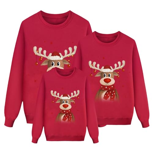 Weihnachten Pullover Set Partnerlook Pärchen Weihnachtspullover Familie Set Gestrickte Pullover Strickpullover Winterpullover Weihnachtspullis Sweatshirt für Mädchen Jungen Kinder Damen Herren A539 von Generic