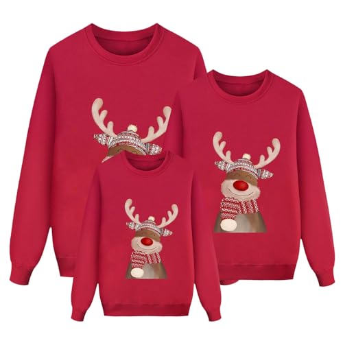 Weihnachten Pullover Set Partnerlook Pärchen Weihnachtspullover Familie Set Gestrickte Pullover Strickpullover Winterpullover Weihnachtspullis Sweatshirt für Mädchen Jungen Kinder Damen Herren A513 von Generic