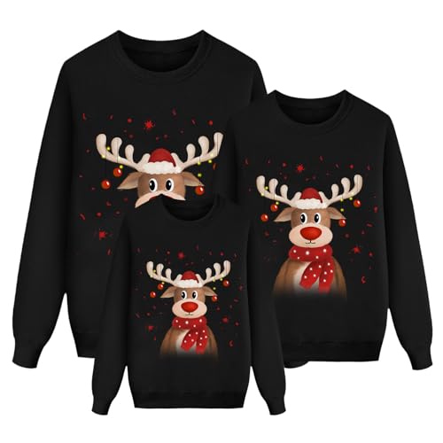 Weihnachten Pullover Set Partnerlook Pärchen Weihnachtspullover Familie Set Gestrickte Pullover Strickpullover Winterpullover Weihnachtspullis Sweatshirt für Mädchen Jungen Kinder Damen Herren A544 von Generic