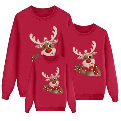 Weihnachten Pullover Set Partnerlook Pärchen Weihnachtspullover Familie Set Gestrickte Pullover Strickpullover Winterpullover Weihnachtspullis Sweatshirt für Mädchen Jungen Kinder Damen Herren A174 von Generic