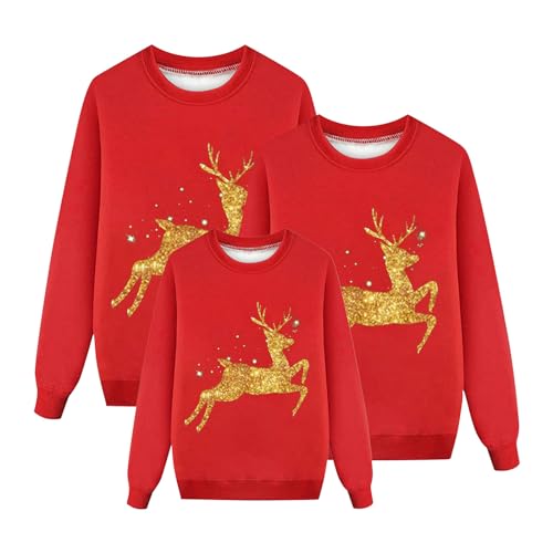 Weihnachten Pullover Set Partnerlook Pärchen Weihnachtspullover Familie Set Gestrickte Pullover Strickpullover Winterpullover Weihnachtspullis Sweatshirt für Mädchen Jungen Kinder Damen Herren A66 von Generic