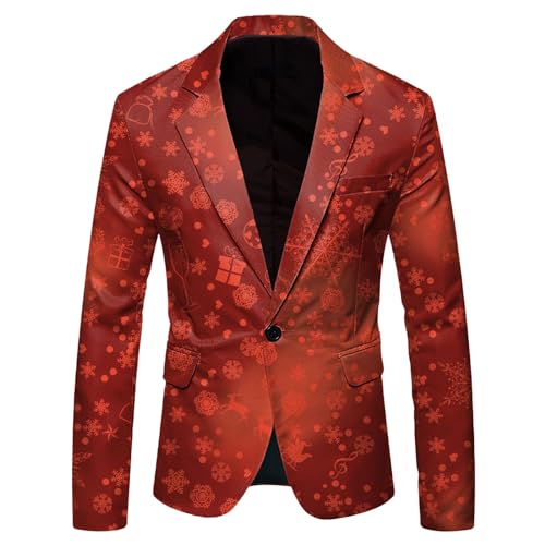 Weihnachten Sakko Herren Anzugjacke Weihnachten Weihnachtsbaum Lustig Anzug Männer Christmas Festlich Freizeitjacke Knopf Slim Fit Anzugjacke Party Revers Sakko Blazer Jacke Mantel Festlich Hochzeit von Generic