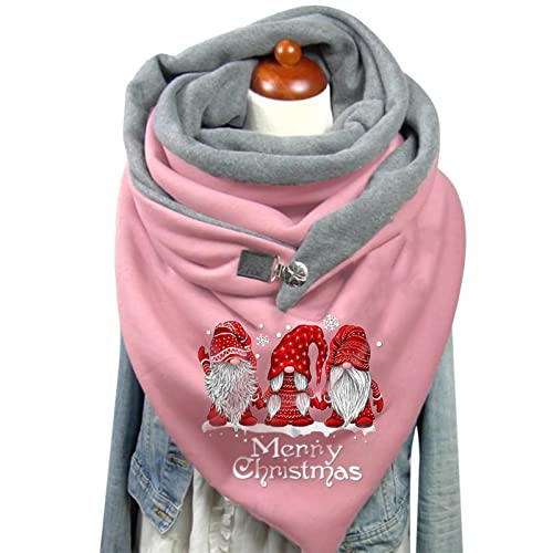 Weihnachten Schal Damen, Damen Schal Winter Warm Weich Dreieckschal Weihnachts Lustig Drucken Winterschal Herbstschal Poncho Lauschig Baumwolle Schal Weihnachten Halswärmer Dreieckstuch von Generic