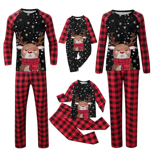 Weihnachten Schlafanzug Familie Set Christmas mit Weihnachtsbaum Drucken Rundhals Langarm Oberteile und Lange Hosen Nachtwäsche Weihnachtspyjamas für Damen Herren Junge Mädchen Set Herren von Generic