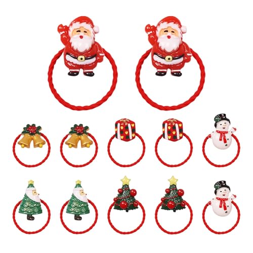 Weihnachts-Haargummis, Großpackung – Weihnachts-Haargummi-Set, Weihnachtsbaumschmuck | Weihnachtsmann- -Elch-Haargummi, Haar-Accessoires, große Mädchen-Pferdeschwanzhalter für Urlaubsliebhabe von Generic