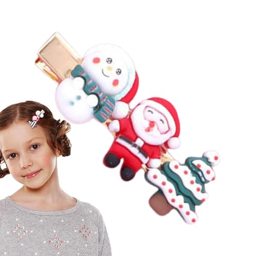 Weihnachts-Haarspangen für Mädchen, Weihnachts-Haarspange Weihnachtsmann, niedliche Haarspangen für Weihnachtsfest, Festliche Weihnachts-Haarstyling-Pins, Strumpffüller für Kinder, Mädchen von Generic