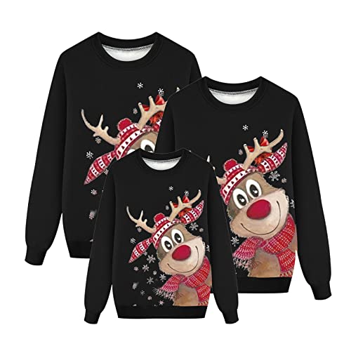 Weihnachts-Sweatshirt für die Familie, passendes Pullover-Paar-Set, lustige Weihnachts-Sweatshirts, Rentier-Pyjama-Oberteil für Damen, Herren, Mädchen und Jungen#5 von Generic