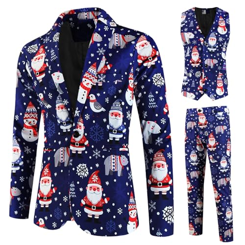 Weihnachtsanzüge Herren Slim Fit 3 Teilig Button Lustig Drucke Formal Weihnachten Set Anzug Sakko Blazer Mantel Partyanzug für Festlich Party Abend Hochzeit Anzugjacke + Anzughose + Weste Set Weihnachtsanzüge Herren Slim Fit 3 Teilig Button Lustig Drucke Formal Weihnachten Set Anzug Sakko Blazer Mantel Partyanzug für Festlich Party Abend Hochzeit Anzugjacke + Anzughose + Weste Set von Generic