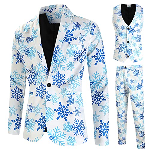 Weihnachtsanzüge Herren Slim Fit 3 Teilig Lustig Drucke Formal Weihnachten Set Anzug Sakko Blazer Button Mantel Partyanzug für Festlich Party Abend Hochzeit Anzugjacke + Anzughose + Weste Set Weihnachtsanzüge Herren Slim Fit 3 Teilig Lustig Drucke Formal Weihnachten Set Anzug Sakko Blazer Button Mantel Partyanzug für Festlich Party Abend Hochzeit Anzugjacke + Anzughose + Weste Set von Generic