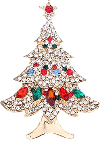 Weihnachtsbrosche Pins für Frauen farbige Kristall Strass Weihnachtsbaum Stern Broschen Xmas Pin Schmuck Schal Clip, Edelstein von Generic
