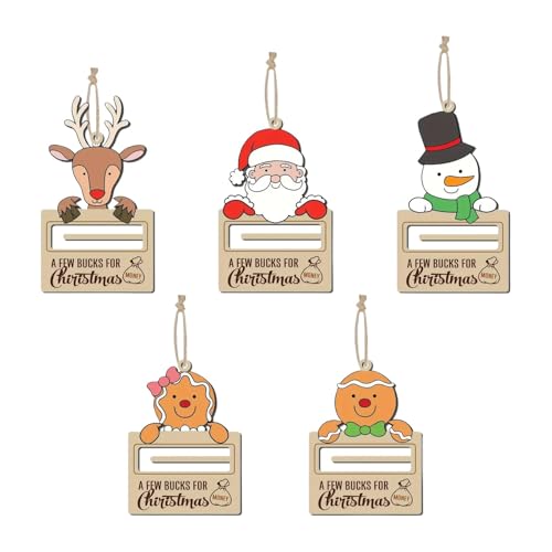 Weihnachtsgeldbörse, Ornamente, Weihnachtsgeldbörse – Geldklammer für Weihnachten, Dekoration für Weihnachtsgeldbörse, Anhänger, 5 Stück, Geldscheinklammer, Halter, 1, Se référer au descriptif, Siehe von Generic