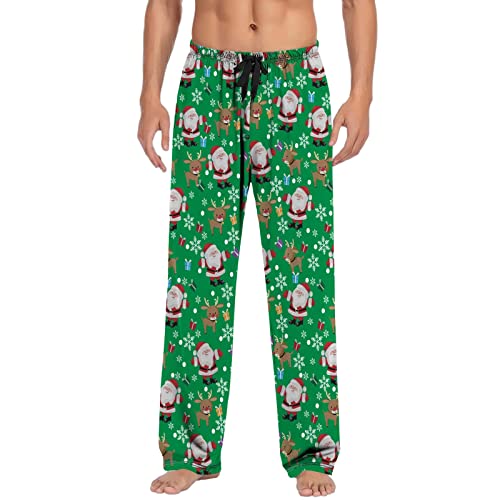 Weihnachtshose Herren - Pyjamahose Herren Lang Weihnachten Schlafanzughose Bequeme Schlafhose Weihnachts Pyjama Hose Männer Nachtwäsche Weihnachtsmotiv Freizeithose Pyjama Pants mit Kordelzug Taschen von Generic