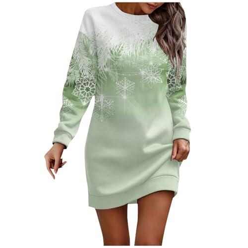 Weihnachtskleid Damen, Brautkleid Standesamt Rock Christmas Lange Abendkleider Weihnachtsfeier Outfit Damen Cocktailkleid Weihnachtsbaum Rock Korb Weißes Kleid Eng Silvester Langarm (Grün,L) von Generic