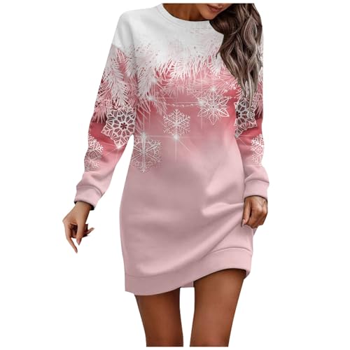 Weihnachtskleid Damen, Kleid Rot Damen Strickkleid Weihnachten Herbst Strickkleid Damen Weihnachten Etuikleid Weihnachtsmotiv Kleid Abendkleid Lang Elegant Für Hochzeit Weihnachts (Rosa,XL) von Generic