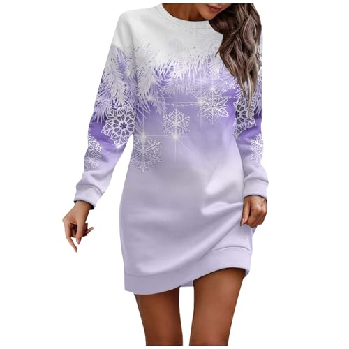 Weihnachtskleid Damen, Samtkleid Damen Strickkleid Weihnachten Kleid Hochzeit Gast Strickkleid Weihnachten Damen Enges Kleid Silvester Glitzer Dirndl Rotes Sexy Lustige (Violett,S) von Generic