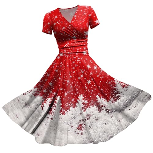 Weihnachtskleid Damen Elegant, Kleid Weihnachten Damen Langarm Cocktailkleid Vintage Rockabilly Kleider Lustig Weihnachtsmotiv Festlich Partykleid Abendkleider Weihnachtskleider weihnachtskleider von Generic