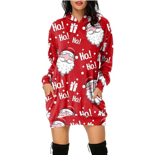 Weihnachtskleid Damen Lustig -Kleid Weihnachten Damen Langarm Pulloverkleid mit Kapuze Weihnachtskleider Hoodie Pullover Kleider Weihnachtspullover Weihnachtsmotiv Kapuzenpullover mit Taschen Weihnachtskleid Damen Lustig -Kleid Weihnachten Damen Langarm Pulloverkleid mit Kapuze Weihnachtskleider Hoodie Pullover Kleider Weihnachtspullover Weihnachtsmotiv Kapuzenpullover mit Taschen von Generic