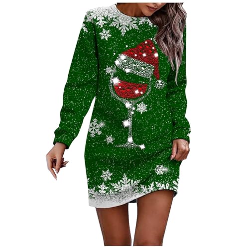 Weihnachtskleid Damen Pulloverkleid,Weihnachts Strickkleid Rundhals Mit Tasche|Weihnachtskleider Damen mit Rot Weinglas Muster Minikleid Große Größen Weihnachtskleidung Knielang für Weihnachtskostüme Weihnachtskleid Damen Pulloverkleid,Weihnachts Strickkleid Rundhals Mit Tasche|Weihnachtskleider Damen mit Rot Weinglas Muster Minikleid Große Größen Weihnachtskleidung Knielang für Weihnachtskostüme von Generic