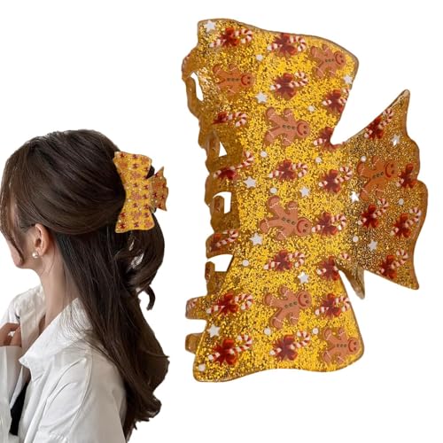 Weihnachtsmann-Haarklammer, Weihnachts-Haarspangen – Bequeme Haarspangen mit Weihnachtselementen | Festliche Haarspangen für Frauen, Haar-Accessoires, langlebige Krallen von Generic