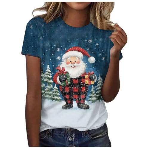 Weihnachtsoutfit Christmas Xmas Weihnachten Weihnachts T-Shirt Weihnachtsbaum T-Shirt Für Damen Merry Christmas Bedruckte T-Shirts Kurzarm Holiday Tshirt Oberteile Weihnachtsoutfit Christmas Xmas von Generic