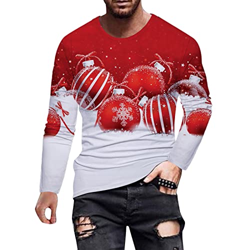 Weihnachtsoutfit Stehkragen Festival Schwarz Freizeithemden Hawaiihemd 3XL Lustig Langarm T-Shirt Weihnachtshemd Herbst Winter Slim Fit Weihnachtsmotiv Langarmshirts Hemd Freude von Generic