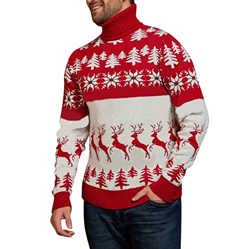 Weihnachtspulli Damen Lustig Weihnachtspullover Herren Große Größen Strickpullover Unisex Weihnachten Weihnachtsshirt Langarm Elch Rot Pullover Pulli Christmas Weihnachts Sweatshirt von Generic