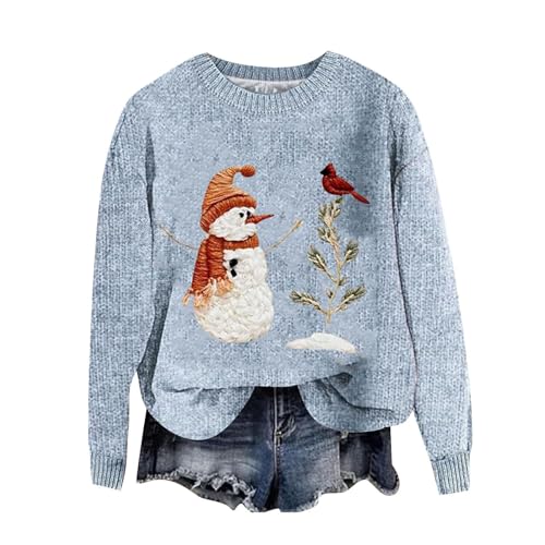 Weihnachtspullover Damen, Sweatshirt Damen Ohne Kapuze Lustig Weihnachtsmotiv Strickpullover Casual Rundhals Langarm Christmas Sweater Basic Winterpullover Weihnachtspulli Oberteile Top von Generic