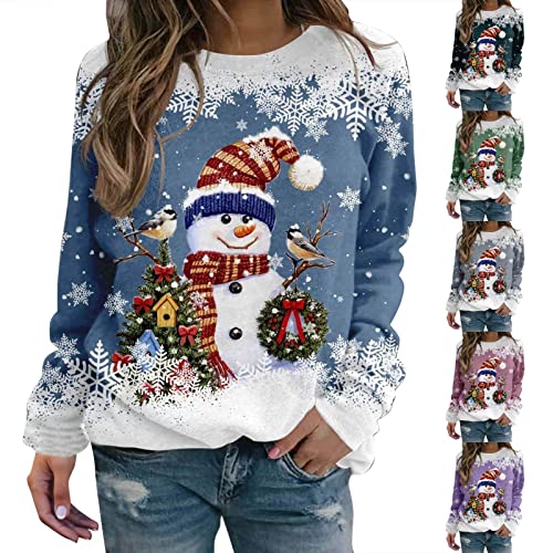 Weihnachtspullover Damen 3D Druck Lustig Weihnachts Pullover Weihnachten Kleidung Xmas Sweatshirt Langarmshirt Damenpullover Langarm Winter Weihnachtskostüm Pulli Teenager Mädchen von Generic