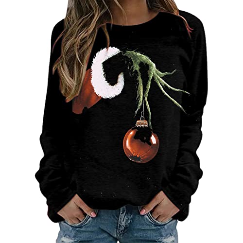 Weihnachtspullover Damen Grinch - Grün Schwarz Lustig Weihnachten Weihnachtspulli Sweatshirt Xmas Christmas Tops Teenager Mädchen Weihnachtsoutfit Weihnachtspullover Damen Grinch - Grün Schwarz Lustig Weihnachten Weihnachtspulli Sweatshirt Xmas Christmas Tops Teenager Mädchen Weihnachtsoutfit von Generic