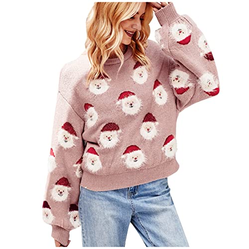 Weihnachtspullover Damen Große Größen Weihnachtspulli Damen Lustig Strickpullover Damen Weihnachten Langarm Lustiger Weihnachtsmann Pulli Pullover Christmas Sweatshirt Weihnachts Hässliche von Generic