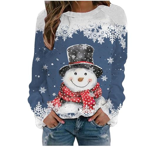 Weihnachtspullover Damen Langarm Sweatshirts Rundhals Weihnachtspulli Elegant Weihnachten Pullover Damen Winter Weihnachts Pullis Casual Christmas Sweat Oberteile Tops für Frauen Teenager Mädchen von Generic
