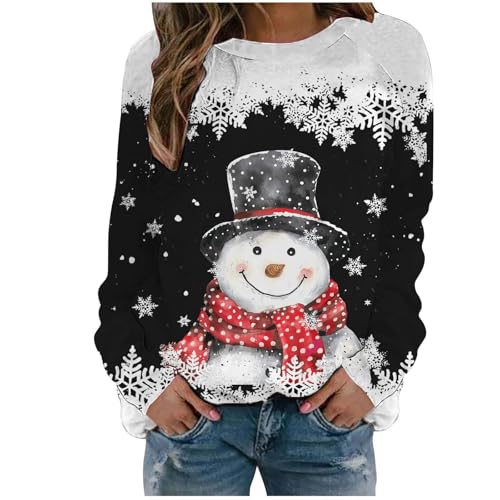 Weihnachtspullover Damen Langarm Sweatshirts Rundhals Weihnachtspulli Elegant Weihnachten Pullover Damen Winter Weihnachts Pullis Casual Christmas Sweat Oberteile Tops für Frauen Teenager Mädchen von Generic
