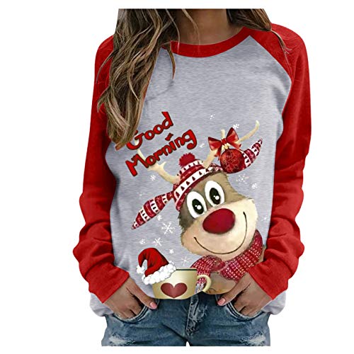 Weihnachtspullover Damen Langarm Sweatshirts Rundhals Weihnachtspulli Elegant Weihnachten Pullover Damen Winter Weihnachts Pullis Casual Christmas Sweat Oberteile Tops für Frauen Teenager Mädchen von Generic