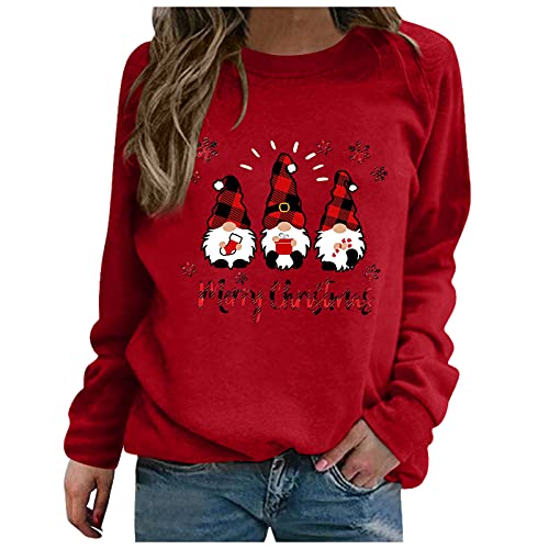 Weihnachtspullover Damen Nikolaus Pullover Herbst Winter Rundhals Langarm Weihnachten Pullover Weihnachtspulli Lässige Weihnachtbluse Langarmshirt Weihnachts Sweater Oberteile Tops von Generic