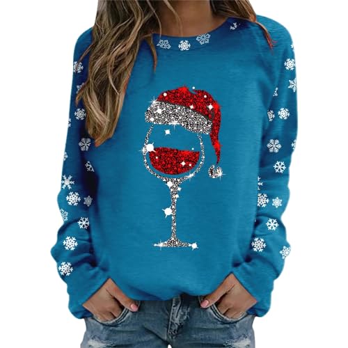 Weihnachtspullover Damen Rundhals Sweatshirt Weihnachtspulli Pullover Elegant Langarm Weihnachten Druck Xmas Weihnachts Pullis Weihnachts Sweat Oberteile Tops FüR Frauen Teenager MäDchen von Generic
