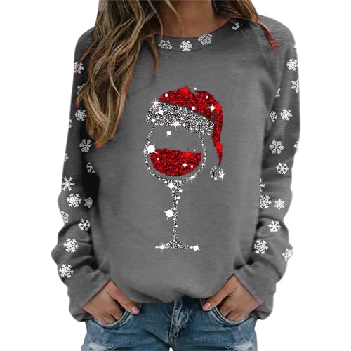 Weihnachtspullover Damen Sweatshirts Rentier Rundhals Langarm Weihnachten Pullover Casual Christmas Sweat Oberteile Merry Christmas Sweatshirt Weihnachtspulli Teenager Mädchen Pulli Tops von Generic