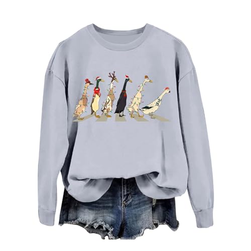 Weihnachtspullover Damen Weihnachten Ente Sweatshirt Lustige Tiere Long Sleeve Top Farm Lover Oberteile Weihnachtskleidung Weihnachts Bequem Weihnachtspulli Holiday Pattern Shirt von Generic