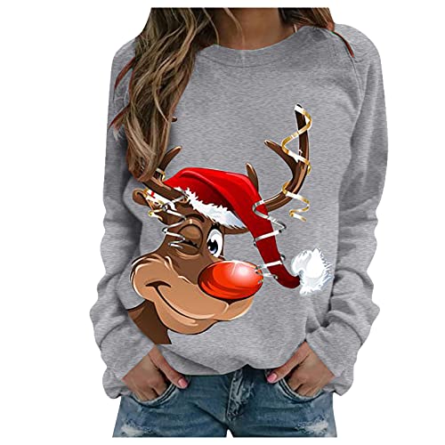 Weihnachtspullover Damen Winter Langarmshirt Pullover Sweatshirt Weihnachtspulli Langarm Weihnachtsmotiv Weihnachtsshirt Tops für Frauen Teenager Mädchen Weihnachts Oberteile von Generic