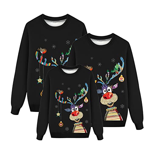 Weihnachtspullover Familie Set Damen Herren Kinder Lustig Weihnachtspulli Ugly Christmas Sweater Rundhals Unisex Weihnachts Pullover Pärchen Weihnachtsoutfit 2024 Damen06 von Generic