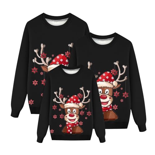 Weihnachtspullover Familie Set Damen Herren Kinder Lustig Weihnachtspulli Ugly Christmas Sweater Rundhals mit Reindeer Unisex Weihnachts Pullover Pärchen Damen Herren Weihnachtsoutfit#B14 von Generic
