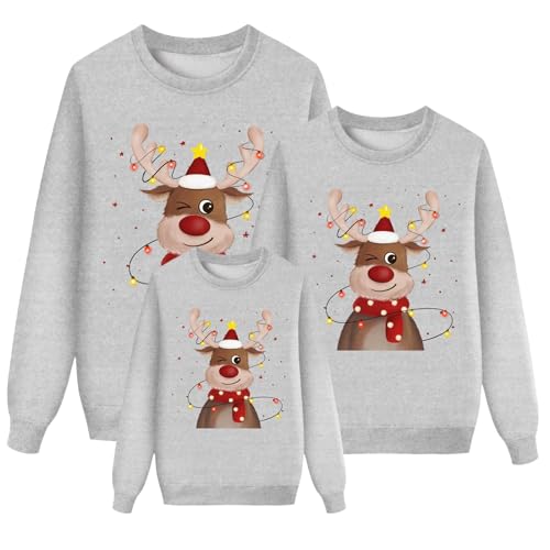Weihnachtspullover Familie Set Damen Herren Kinder Lustig Weihnachtspulli Ugly Christmas Sweater Rundhals mit Reindeer Unisex Weihnachts Pullover Pärchen Weihnachtsoutfit B46 von Generic