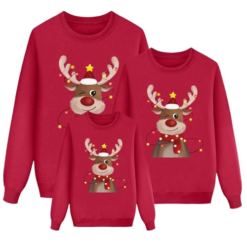 Weihnachtspullover Familie Set Damen Herren Kinder Lustig Weihnachtspulli Ugly Christmas Sweater Rundhals mit Reindeer Unisex Weihnachts Pullover Pärchen Weihnachtsoutfit B77 von Generic