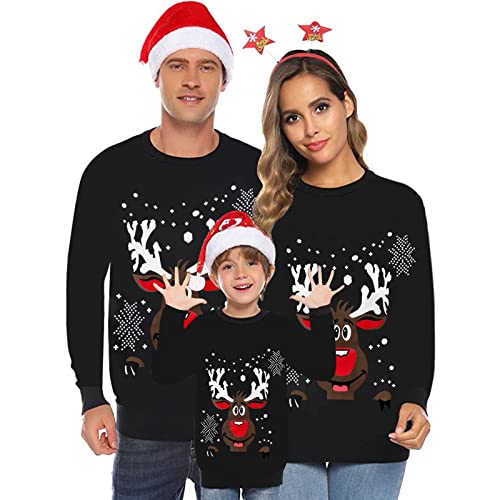 Weihnachtspullover Familie Set Damen Herren Kinder Weihnachtspullover Lustig Weihnachtspulli Ugly Christmas Sweater Rundhals Strickpullover mit Reindeer Weihnachts Pullover Familie Set Unisex Kinder1 von Generic